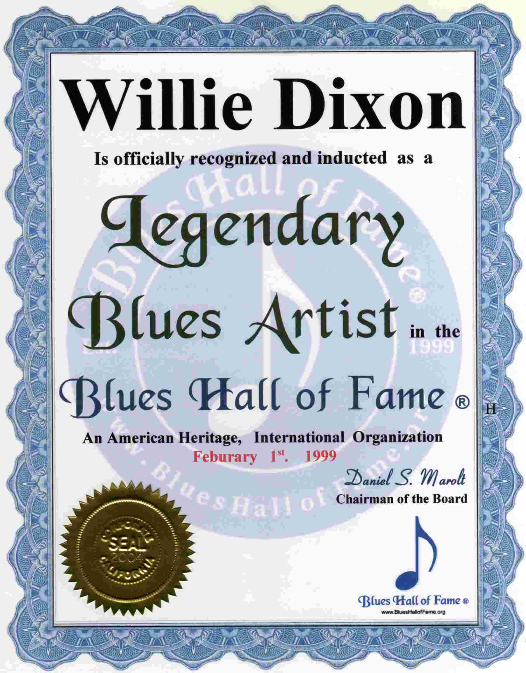 Η ανακήρυξη του σε μέλος του Blues Hall of Fame