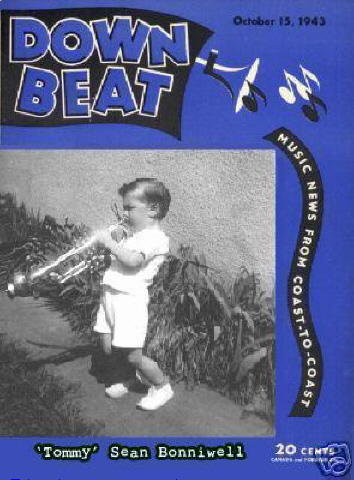 Ο 3χρονος Sean Bonniwell στο εξώφυλλο του περιοδικού Down Beat με την τρομπέτα του πατέρα του