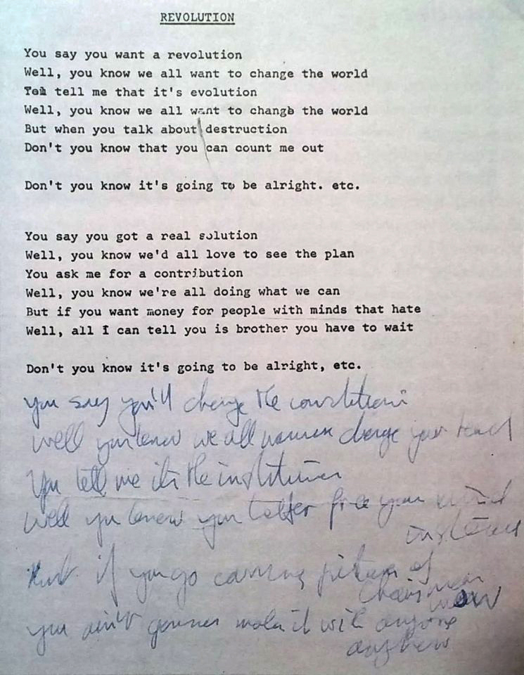 Οι στίχοι με ιδιόχειρες σημειώσεις του Lennon